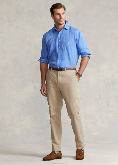 Men Ralph Lauren Lightweight Linen Shirt 4DJ21553 Harbor Island Blue