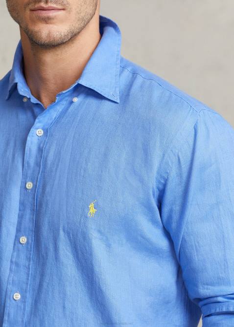 Men Ralph Lauren Lightweight Linen Shirt 4DJ21553 Harbor Island Blue