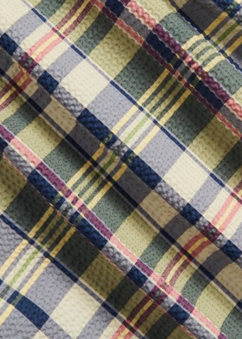 Men Ralph Lauren Madras-Print Seersucker Camp Shirt 4DJ21768 Green/Cream/Multi