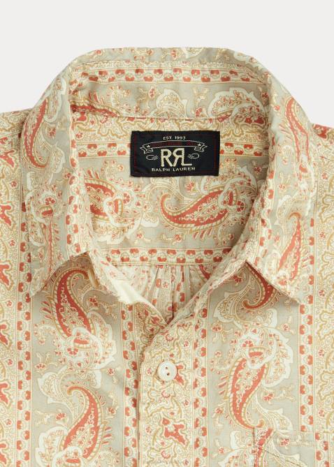 Men Ralph Lauren Paisley-Print Woven Shirt 4DJ21722 Red/Tan