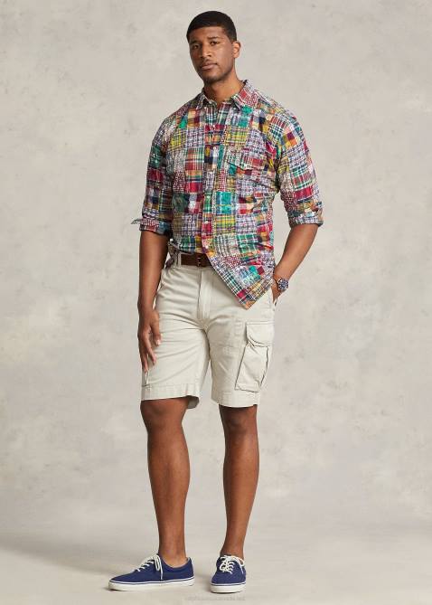 Men Ralph Lauren Patchwork Madras Shirt 4DJ21345 Woodblock Preppy Patchwor