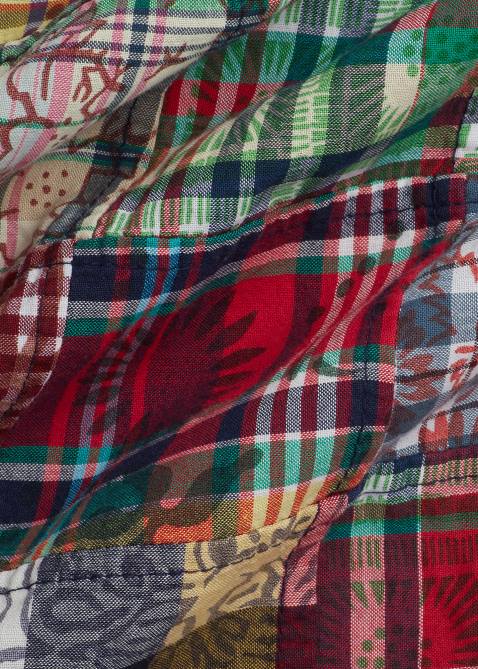 Men Ralph Lauren Patchwork Madras Shirt 4DJ21345 Woodblock Preppy Patchwor