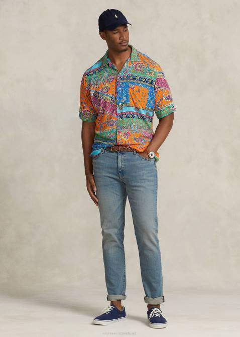 Men Ralph Lauren Patchwork-Print Camp Shirt 4DJ21358 Provencal Medallion