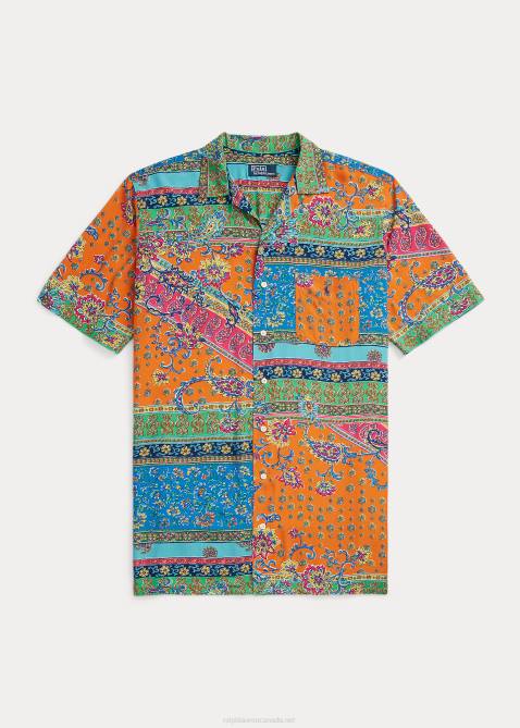 Men Ralph Lauren Patchwork-Print Camp Shirt 4DJ21358 Provencal Medallion