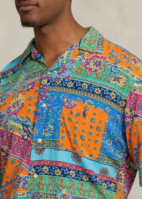 Men Ralph Lauren Patchwork-Print Camp Shirt 4DJ21358 Provencal Medallion