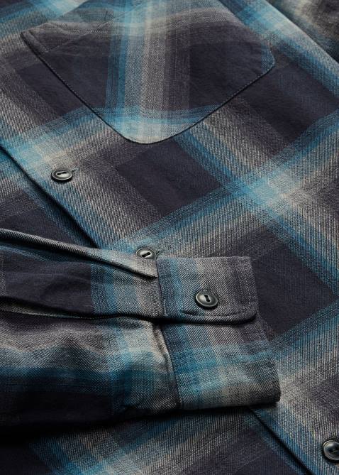 Men Ralph Lauren Plaid Jaspe Twill Camp Workshirt 4DJ28698 Black/Blue