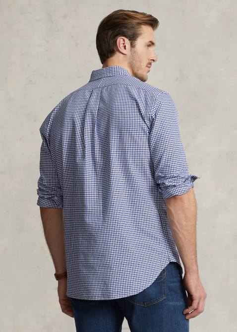 Men Ralph Lauren Plaid Oxford Shirt 4DJ21327 Royal/White