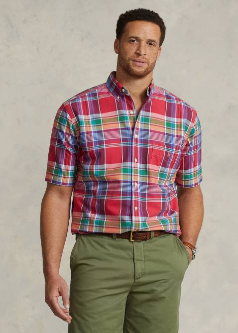 Men Ralph Lauren Plaid Oxford Shirt 4DJ21463 Red/Navy Multi