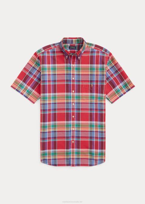 Men Ralph Lauren Plaid Oxford Shirt 4DJ21463 Red/Navy Multi