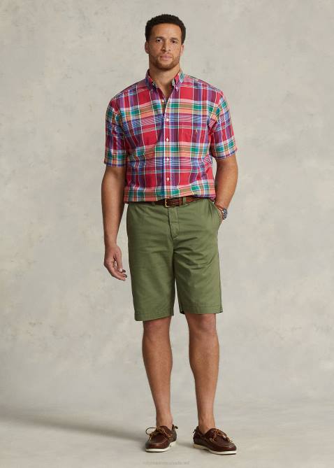 Men Ralph Lauren Plaid Oxford Shirt 4DJ21463 Red/Navy Multi