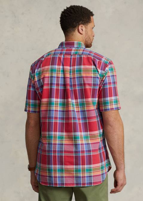 Men Ralph Lauren Plaid Oxford Shirt 4DJ21463 Red/Navy Multi