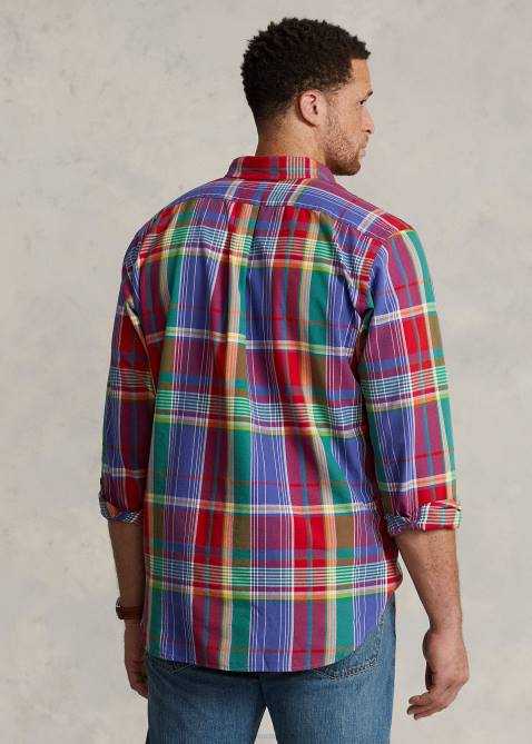 Men Ralph Lauren Plaid Oxford Shirt 4DJ21524 Red/Blue Multi