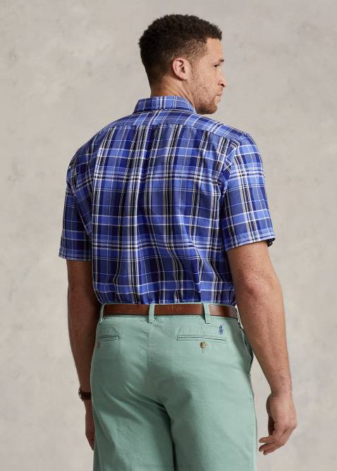 Men Ralph Lauren Plaid Oxford Shirt 4DJ247 Blue Multi
