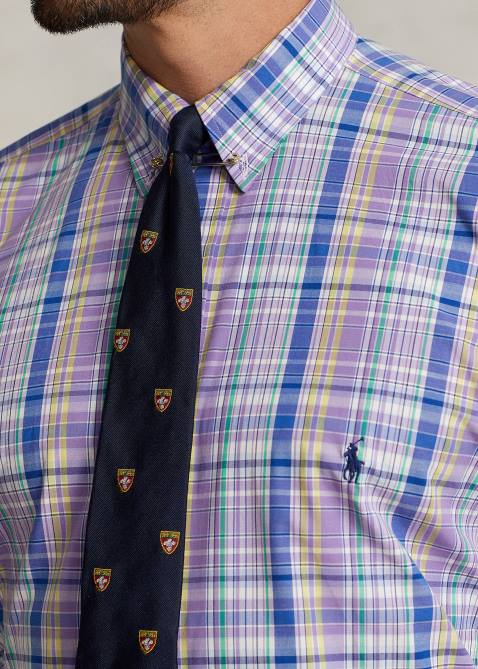Men Ralph Lauren Plaid Stretch Poplin Shirt 4DJ21809 Purple/Yellow Multi
