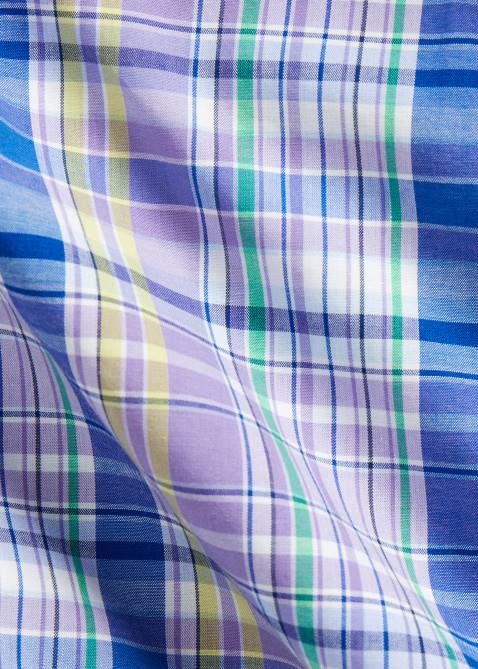 Men Ralph Lauren Plaid Stretch Poplin Shirt 4DJ21809 Purple/Yellow Multi