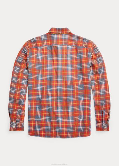 Men Ralph Lauren Plaid Twill Workshirt 4DJ21702 Red/Blue