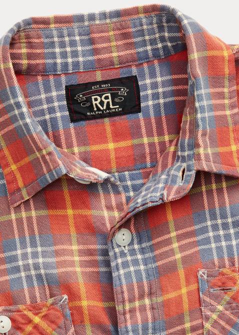 Men Ralph Lauren Plaid Twill Workshirt 4DJ21702 Red/Blue