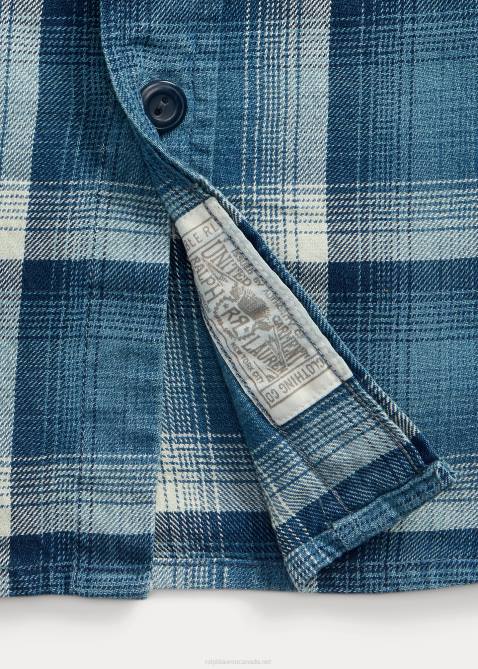 Men Ralph Lauren Plaid Twill Workshirt 4DJ21791 Indigo/Cream