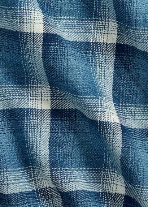 Men Ralph Lauren Plaid Twill Workshirt 4DJ21791 Indigo/Cream
