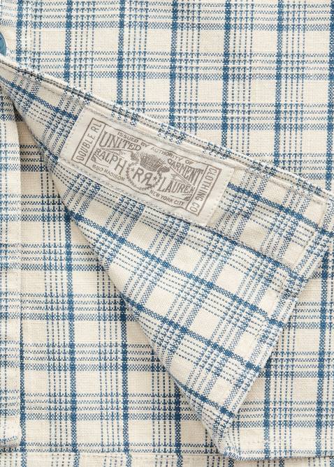 Men Ralph Lauren Plaid Woven Workshirt 4DJ21731 Cream/Blue