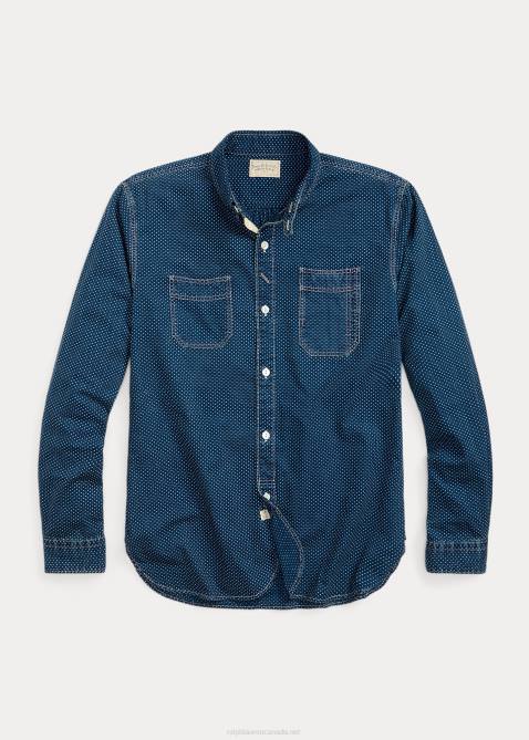 Men Ralph Lauren Polka-Dot Woven Workshirt 4DJ21771 Dark Indigo