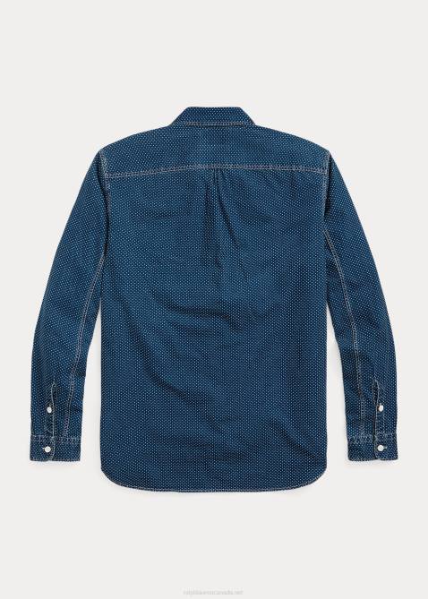 Men Ralph Lauren Polka-Dot Woven Workshirt 4DJ21771 Dark Indigo