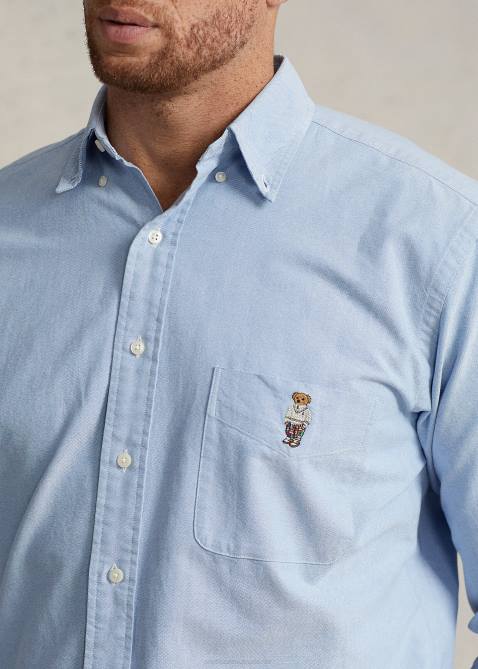 Men Ralph Lauren Polo Bear Oxford Shirt 4DJ21568 Blue Spring Bear
