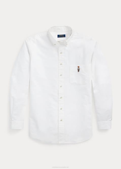 Men Ralph Lauren Polo Bear Oxford Shirt 4DJ21569 White Spring Bear