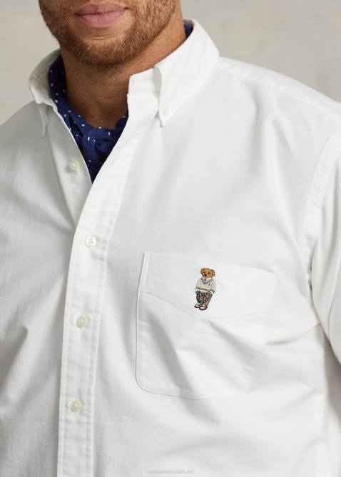 Men Ralph Lauren Polo Bear Oxford Shirt 4DJ21569 White Spring Bear