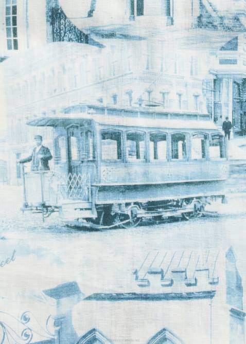 Men Ralph Lauren Postcard-Print Linen-Cotton Camp Shirt 4DJ21762 Cream/Blue