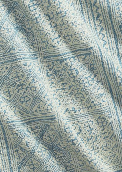 Men Ralph Lauren Print Jersey Camp Shirt 4DJ21735 Indigo/Cream