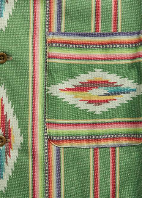 Men Ralph Lauren Print Jersey Camp Shirt 4DJ21750 Green/Red/Cream Multi