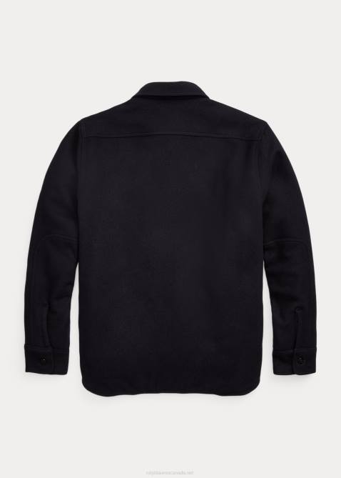 Men Ralph Lauren Quilted Wool Melton Overshirt 4DJ21794 Navy/Blue