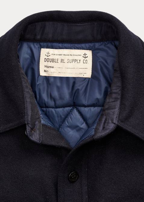 Men Ralph Lauren Quilted Wool Melton Overshirt 4DJ21794 Navy/Blue