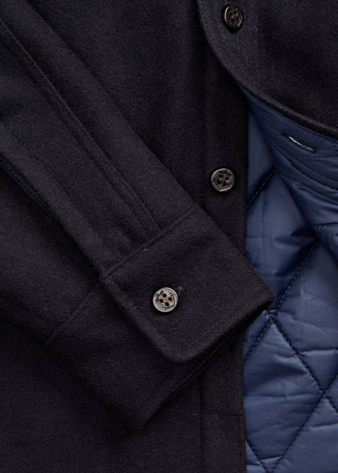 Men Ralph Lauren Quilted Wool Melton Overshirt 4DJ21794 Navy/Blue