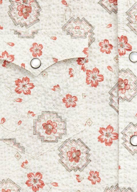 Men Ralph Lauren Slim Bandanna Seersucker Western Shirt 4DJ21709 Tan/Coral