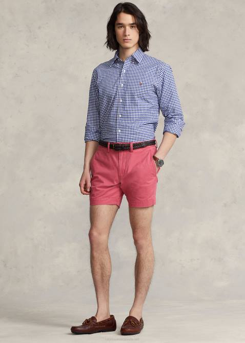 Men Ralph Lauren Slim Fit Gingham Stretch Oxford Shirt 4DJ2830 Royal/White