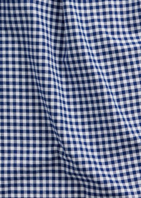 Men Ralph Lauren Slim Fit Gingham Stretch Oxford Shirt 4DJ2830 Royal/White