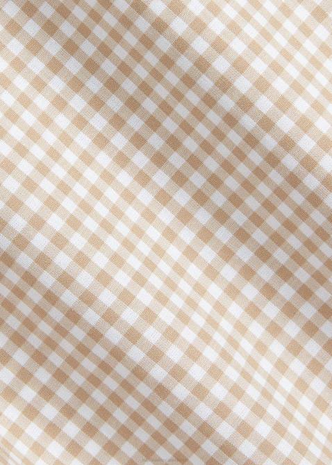 Men Ralph Lauren Slim Fit Gingham Stretch Poplin Shirt 4DJ2814 Vintage Khaki/White