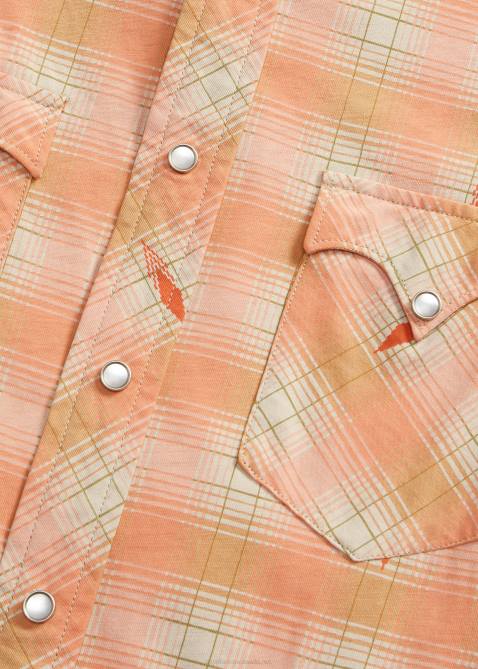 Men Ralph Lauren Slim Fit Plaid Jersey Western Shirt 4DJ21753 Red/Cream Multi