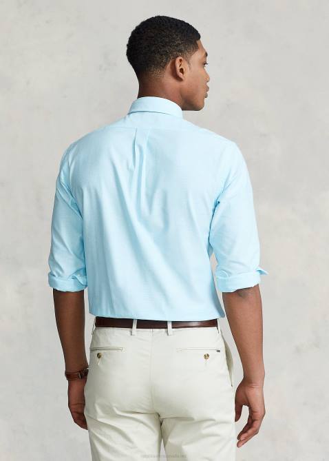 Men Ralph Lauren Slim Fit Stretch Oxford Shirt 4DJ2605 Aegean Blue