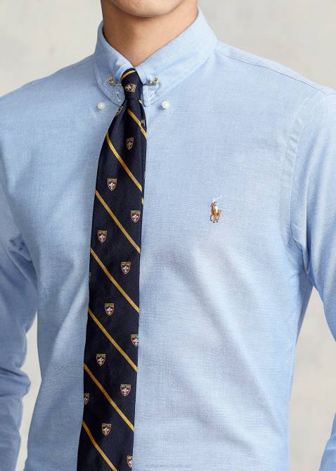 Men Ralph Lauren Slim Fit Stretch Oxford Shirt 4DJ2606 Blue
