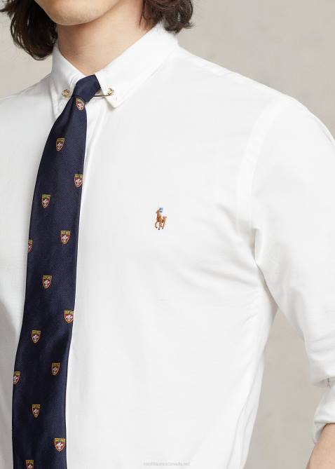 Men Ralph Lauren Slim Fit Stretch Oxford Shirt 4DJ2607 White