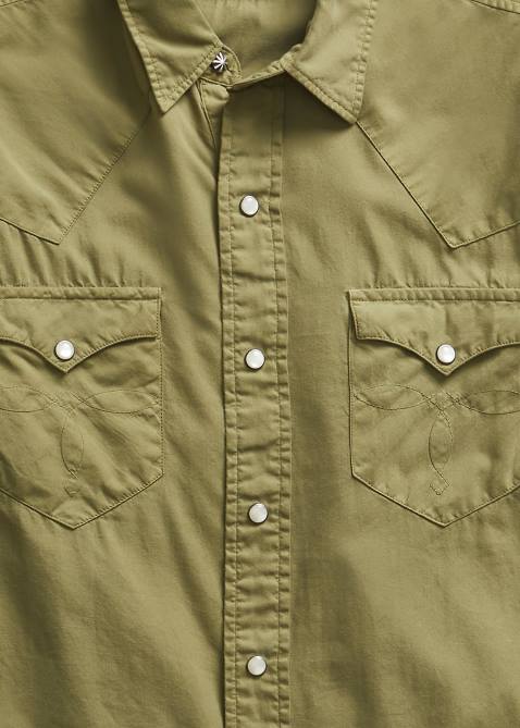 Men Ralph Lauren Slim Fit Twill Western Shirt 4DJ21742 Olive Drab