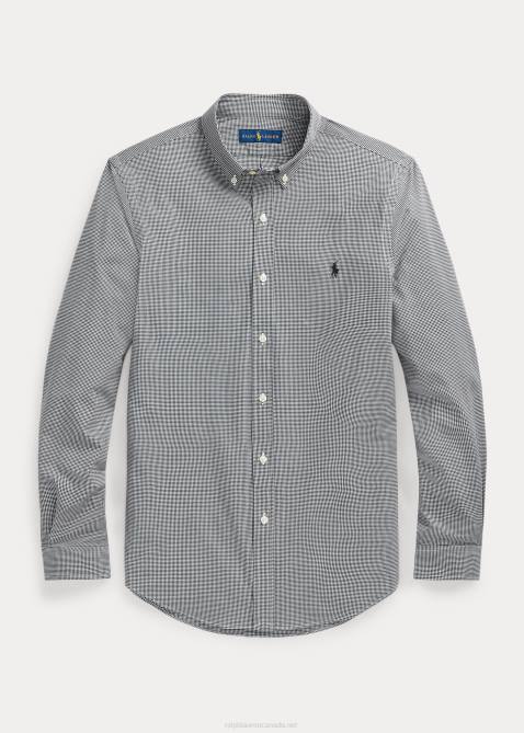 Men Ralph Lauren Stretch Poplin Shirt 4DJ21505 Black/White Check