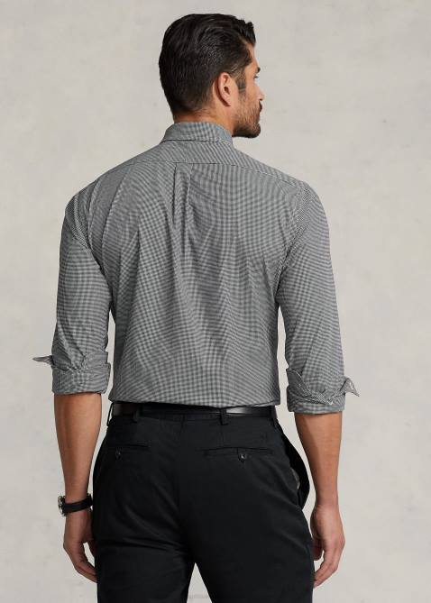 Men Ralph Lauren Stretch Poplin Shirt 4DJ21505 Black/White Check