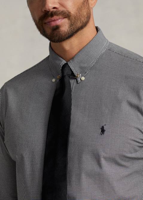 Men Ralph Lauren Stretch Poplin Shirt 4DJ21505 Black/White Check
