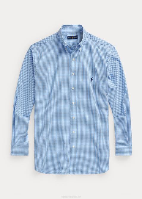 Men Ralph Lauren Stretch Poplin Shirt 4DJ21506 Blue/White Check