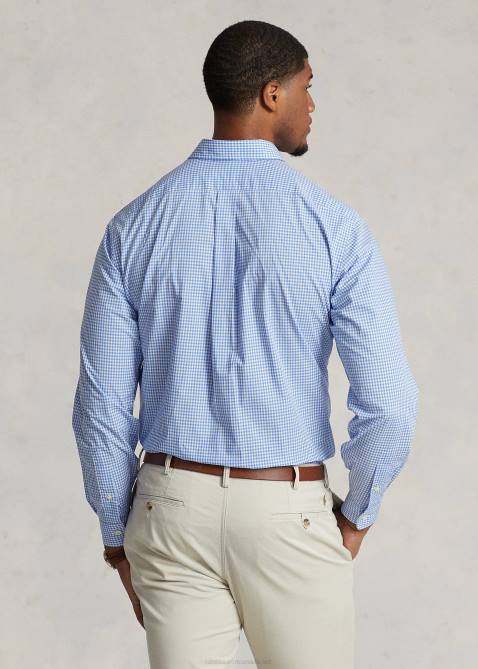 Men Ralph Lauren Stretch Poplin Shirt 4DJ21506 Blue/White Check