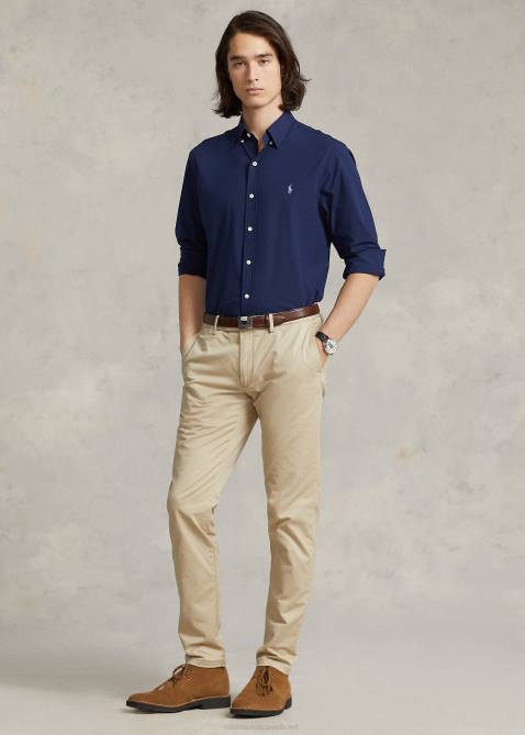 Men Ralph Lauren Stretch Poplin Shirt-All Fits 4DJ2366 Newport Navy